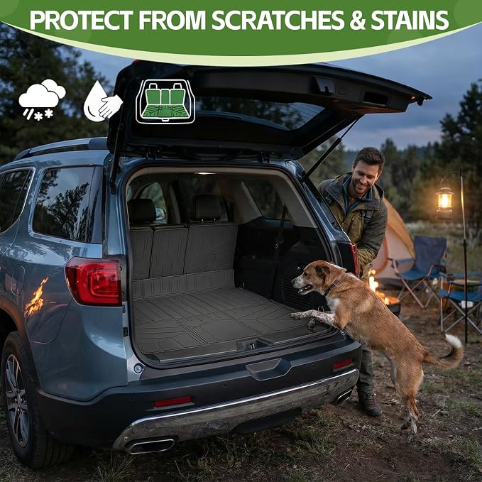 Cargo Liners for 2025 2026 Ford Expedition Max/Lincoln Navigator L Trunk Mat with Seat Back Cover Accessories, All Weather Rear Cargo Mat Backrest Protector(Only for Max & L Models)