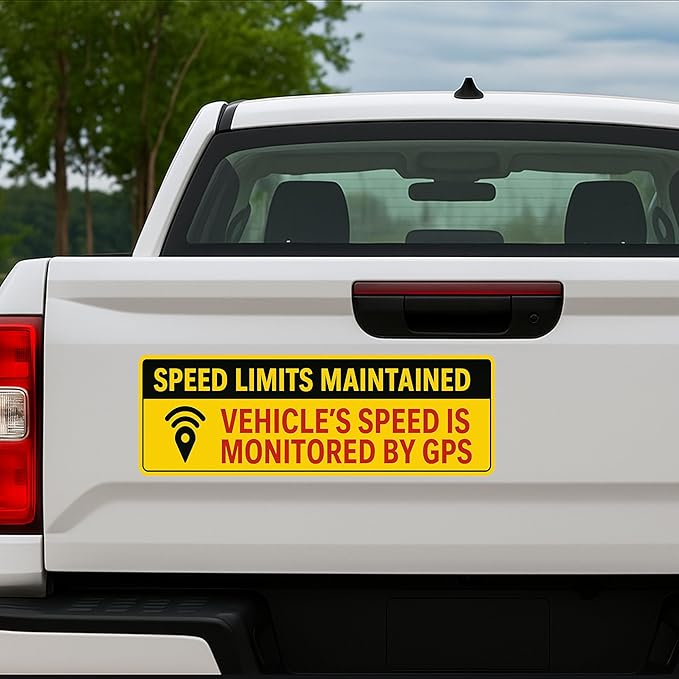 12Pcs (11x3.5IN) - Vehicle Speed is Monitored by GPS Bumper Sticker - Speed Limits Maintained Safety Sticker for Car, Truck, Van, Commercial Vehicle – Weatherproof & UV-Resistant