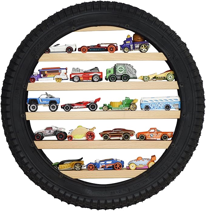 Tapeera Model Car Display Case Stand - Toy Cars Organizer Wall Display Tire Shelf Cabinet - Holds Up to 18 Diecast 1/64 Car Collectibles - Compatible with Hot Wheels Matchbox - Wheel Diameter 16 Inch