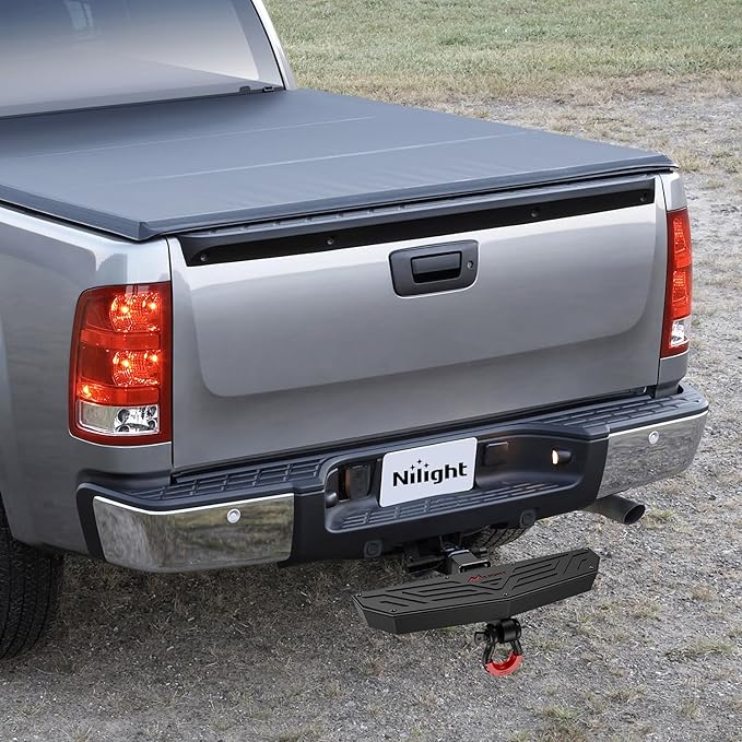 Nilight Hitch Step 2 Inch Receiver Universal Trailer Hitch Step Armor with Anti-Theft D-Ring Shackle Hitch Lock Stabilizer Anti-Slip Design Rear Bumper Guard for Pickups Trucks Vans SUVs ATVs