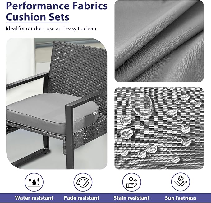 IPYNBAP Outdoor Chair Cushions Set of 4 -Waterproof Outdoor Seat Cushions for Patio Furniture, Patio Chair Cushion with Handle and Ties, Out Door Chair Pads,18.5x16x3-Round, Grey