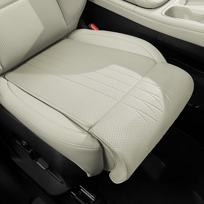 Car Seat Extender Leg Extender Support Cushion for Driver Seats Office Chair, Leather Auto Bottom Seat Protector Cover with Leg Extender, Car Seat Cushion Legs Rest Pads, Gray