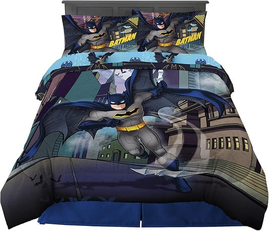 Franco Kids Bedding Super Soft Comforter and Sheet Set, 5 Piece Full Size, Batman