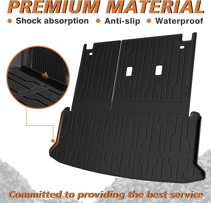 TripleAliners Trunk Mat with Backrest Mat Compatible with Toyota Grand Highlander 2024 2025 2026 All Weather TPE Liners 2 in 1 Accessories Custom Fit TPE Heavy-Duty Covers (Won't Fit Highlander)