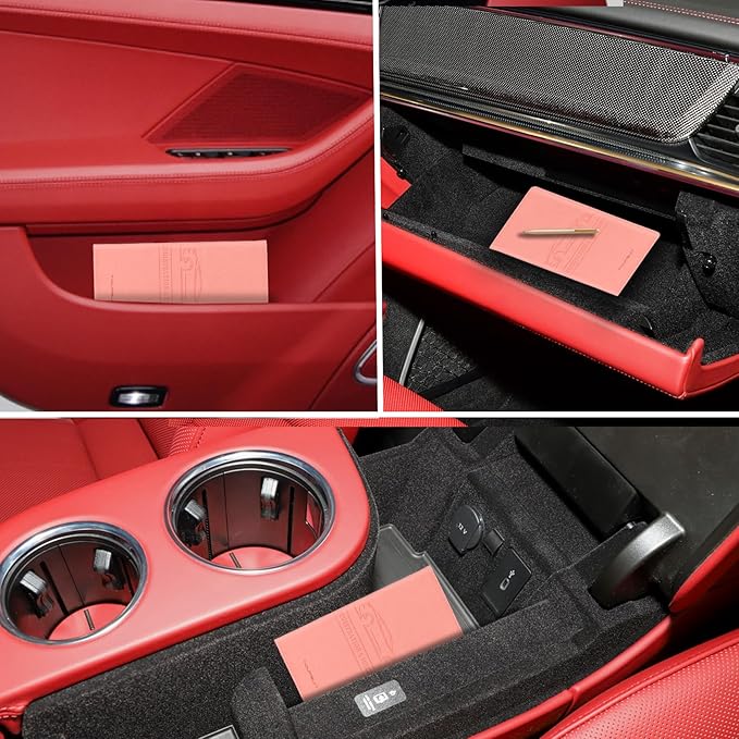 TOURSUIT Car Registration and Insurance Card Holder, Vehicle License Document Glove Box Compartment Organizer, Interior Car Accessories for Women Men Teens (Pink)