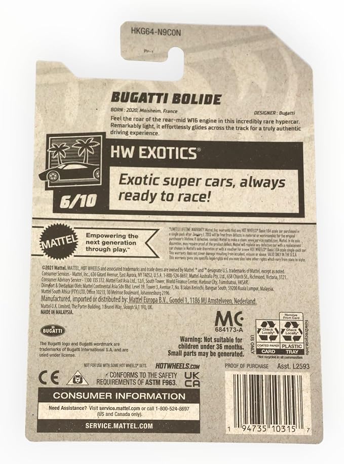 Hot Wheels Bugatti Bolide, HW Exotics 6/10 [Black/Blue] 213/250