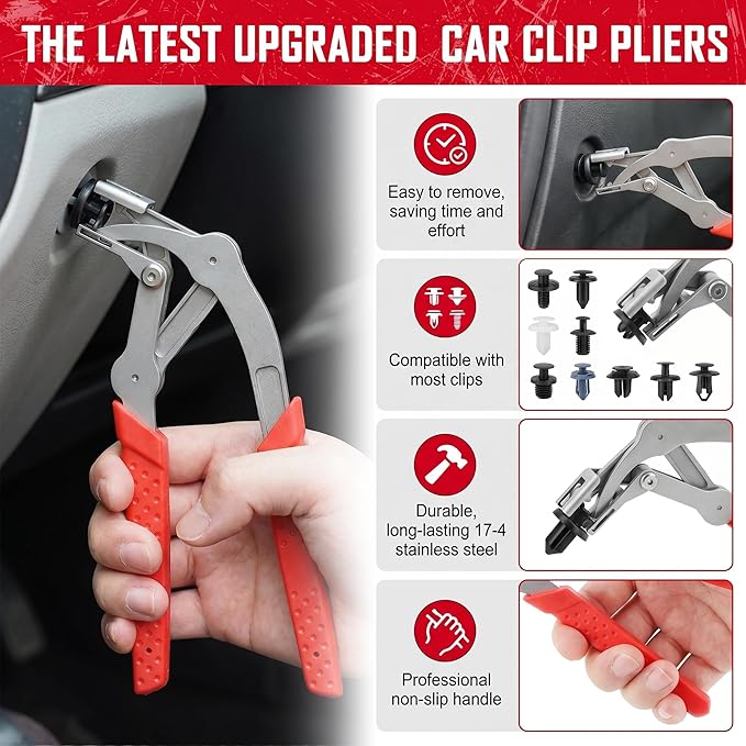 5-Piece Automotive Electrical Disconnect & Trim Removal Tool Kit, Connector & Terminal Removal, Hose Clamp Pliers for Wire Harness, Sensor Plugs & Car Clips
