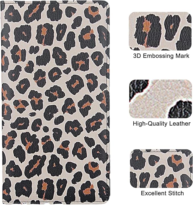 LumiMokki Premium Car Registration & Insurance Card Holder with Magnetic Shut, Vehicle Glove Box Car Organizer - For Documents, Cards, License (Leopard A)