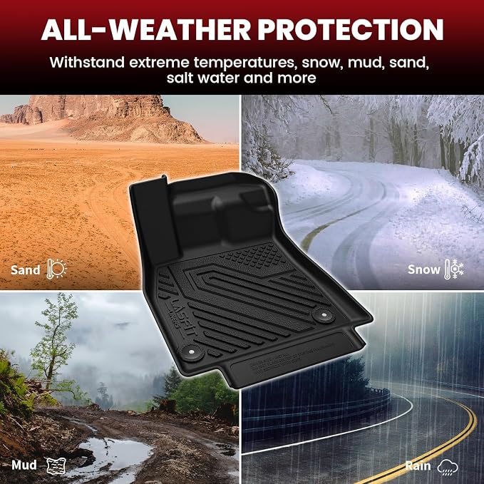 LASFIT Floor Mats & Cargo Mat for Audi Q5/SQ5 2018-2025 (Include Sportback 2021-2025), TPE All Weather Protection Custom Fit 1st & 2nd Row Floor Liners for Audi Automotive Accessories, Black