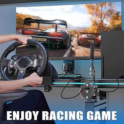 aikeec USB Handbrake Clamp for PC Sim Racing Games G25 G27 G29 T500 FANATECOSW DIRT RALLY Windows (Black, XBOX)