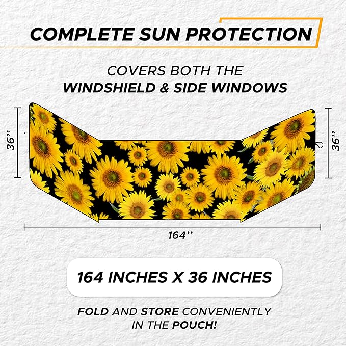 EcoNour Semi Truck Printed Sun Shade for Windshield | UV Sun Protector & Heat Blocker Sunshade | 240T Front Window Shades Accessories | Best for Commercial & Big Rig Semi Truck