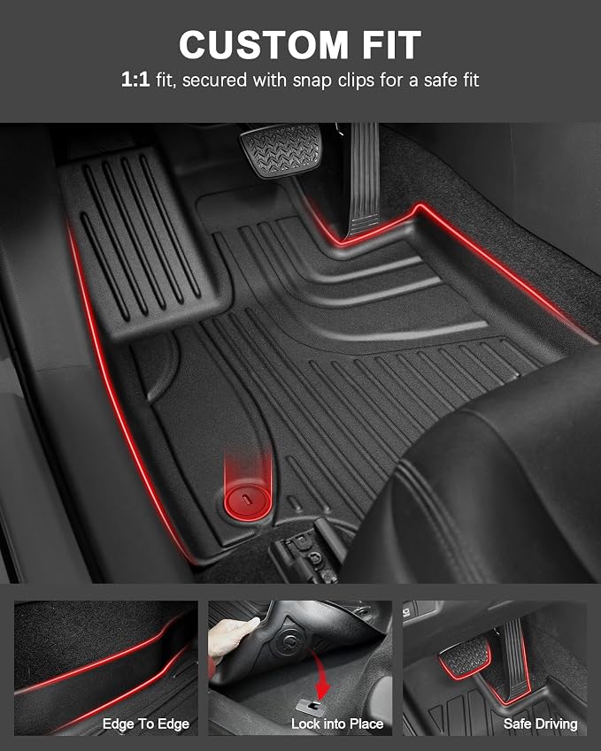 Floor Mats for Hyundai Palisade 2026 7/8 Seats Gas Only All Weather TPE Floor Liners Cargo Mat with Backrest Mat Accessories Odorless Anti-Slip Cargo Tray with Back Seat Protector