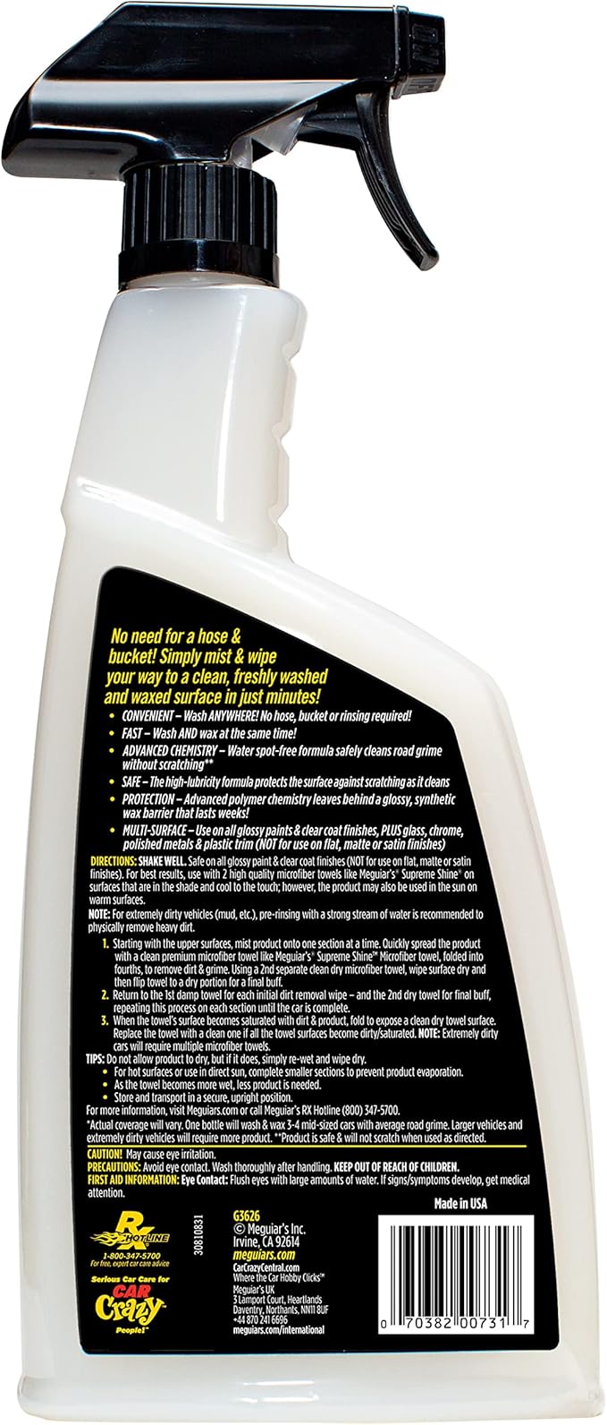 Meguiar's Ultimate Waterless Wash & Wax - Scratch-Free Waterless Car Wash That Makes Car Detailing Quick and Easy - 26 Oz (Pack of 2)