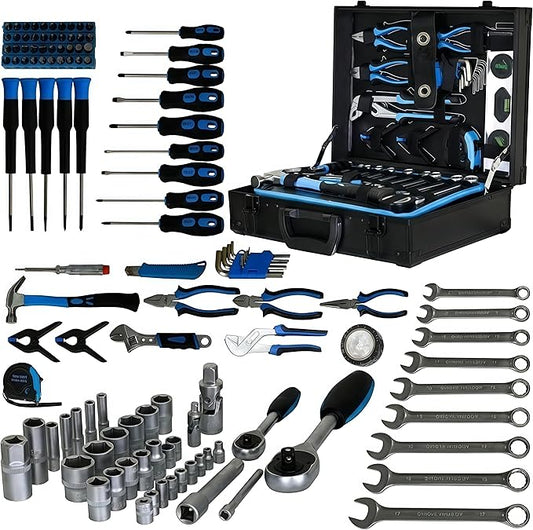 247-Piece Mechanics Tool Set, CR-V Socket Wrench Set in Heavy-Duty Aluminum Case, Complete Automotive Repair & Handyman Tool Kit for Men, Workshop, & Machinery, Blue
