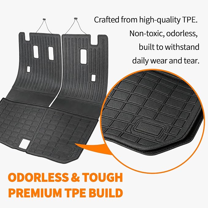 Floor Mats for 2016-2022 Honda Pilot 8 Seats (No Elite Models) All Weather Trunk Mat TPE Trunk Liner Cargo Mat Back Seat Cover for Pilot Car Accessories (Floor Liner + 2 in 1 Cargo Liner)