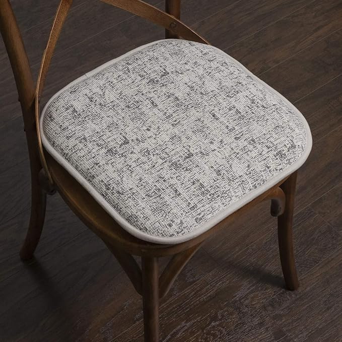 Sweet Home Collection Chair Cushion Memory Foam Pads Honeycomb Pattern Slip Non Skid Rubber Back Rounded Square 16" x 16" Seat Cover, 12 Pack, Broadway Black/White