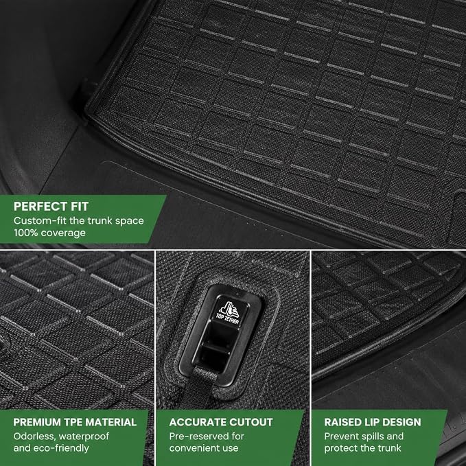 Floor Mats for 2023 2024 2025 2026 Honda Pilot, All Weather Trunk Liner TPE Trunk Mat Cargo Mat Back Seat Cover for Pilot Car Accessories (Floor Mat,2-in-1 Cargo Liner)