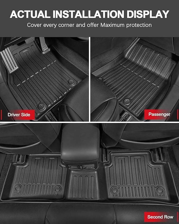 Original 2021-2026 Sorento Floor Mats & Cargo Liner & Backrest Mat for Kia Sorento 6/7 Seats (Not for Hybrid) - Custom Fit TPE Floor Liners & Trunk Mat - All Weather Mats for Sorento 2021-2025 2026