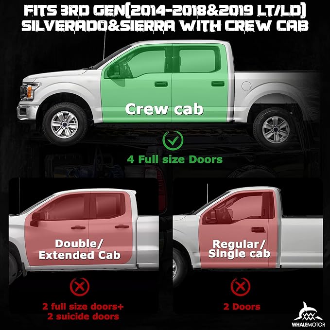 WHALEMOTOR Underseat Storage Compatible with 2014-2018 Chevy Silverado/GMC Sierra Crew Cab 1500(Inclu.2019 Ld/Lt)& 2015-2019 2500 3500 HD, Upgraded Rear Under Seat Organizer Cargo Box