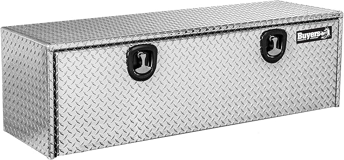 Buyers Products 1705125 Diamond Tread Aluminum Topsider Truck Box with Lockable T-Handle Latch, 18 x 24 x 60 Inch, Truck Storage and Organizer, Made in the USA, Silver