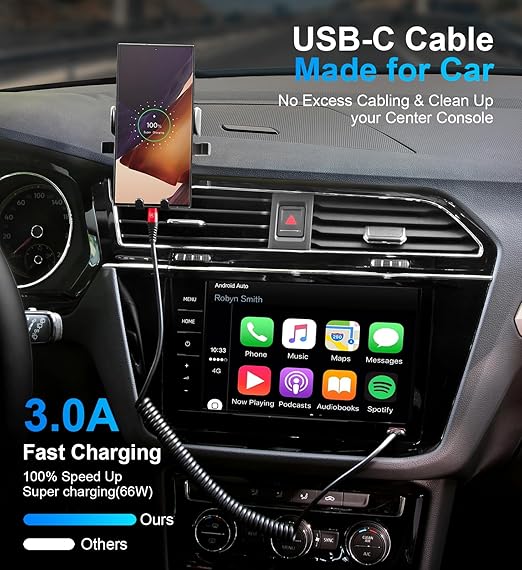 USB C Cable [3FT+6FT], 2Pack USB A to USB C 3A Fast Charging, Coiled Type C Charger Cord for Car USB-C Cable Compatible with iPhone 17/16/15/Plus/Pro/Samsung Galaxy A10e A20 A50 S20 Plus S10E-Red