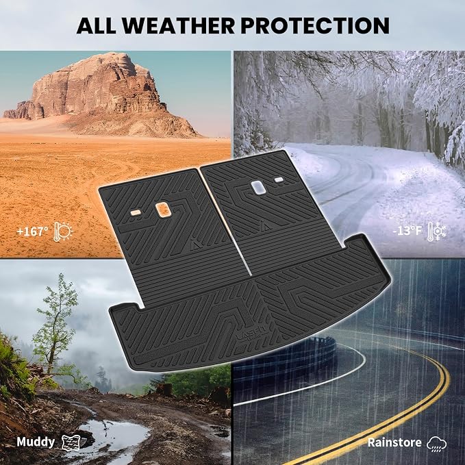 Lasfit Cargo Mat & Backrest Mats for Hyundai Santa Fe 2026 2025 2024 (Fit Gas & Hybrid), All Weather TPE Custom Fit Car Mats Trunk Mats Cargo Liners Accessories, Black