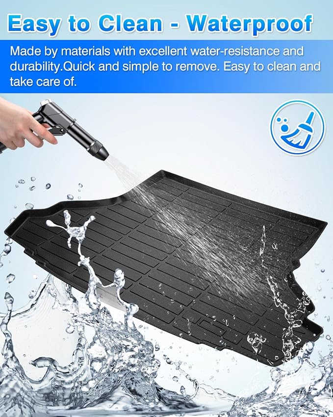 Cartist Cargo Liner Compatible with 2015-2025 Ford Mustang(Without Subwoofer in Cargo Area)(Not for Mach-E) All Weather Rear Trunk Mat Waterproof TPE Black