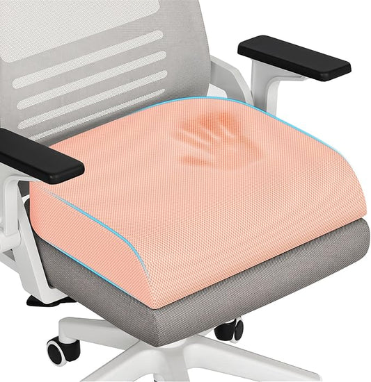 TranquilRelax Large Seat Cushion, Memory Foam Cushion for Long Sitting Hours on Office Chair, Home & Car, Non-Slip Chair Pad for Relieving Back & Sciatica & Hip & Coccyx Pain (Pink)