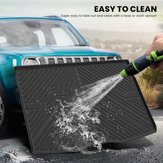 LASFIT Trunk Mat for Jeep Renegade 2015-2023, All Weather TPE Custom Fit Accessories Cargo Mat Liner Trunk Liner, Black