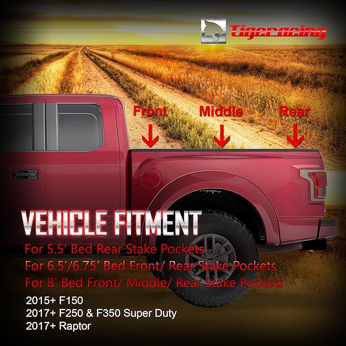 Tie Down Anchors Retractable Truck Bed Top Side D Ring Compatible with 2015-2026 F150 / 2017-2026 F250 F350 Super Duty / 2017-2026 Raptor - 3000 LBS Capacity of 2