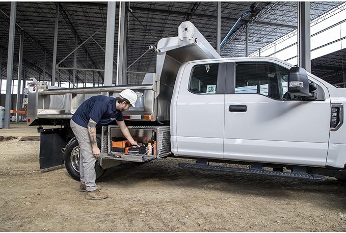 Buyers Products 1705103 Diamond Tread Aluminum Underbody Truck Tool Box, 18 x 18 x 30, Made in USA, .100 in. Thick, Corrosion-Resistant, Locking Compression Latch – Secure Storage for Work Trucks