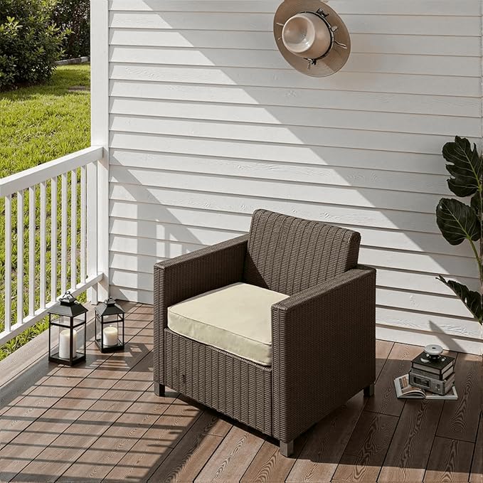 PatioGlow Outdoor Chair Cushions 22 x 22 x 3 Inch, Waterproof & Fade Resistant Patio Seat Cushion for Furniture with Handle and Ties, Thick Seating Pads for Outside Sofa Couch Set of 2, Beige