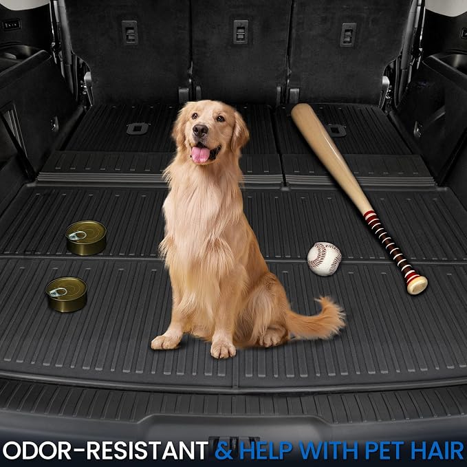 Cargo Mat Backrest Mats for 2018-2024 Ford Expedition Max 7/8 Seats, All Weather TPE Trunk Mat Cargo Liner Accessories (Cargo Mat+3rd Row Backrest Mats)