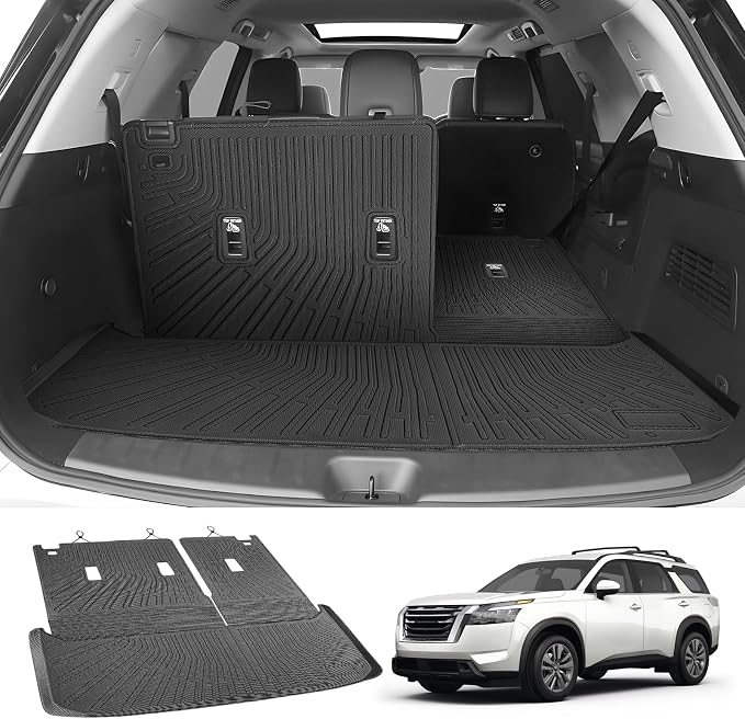 Cartist Cargo Mat & Backrest Mat Fits for Nissan Pathfinder 2022 2023 2024 2025 2026(7/8 Seats) All Weather TPE Trunk mat for Pathfinder Car Accessories for Pathfinder 2022-2026