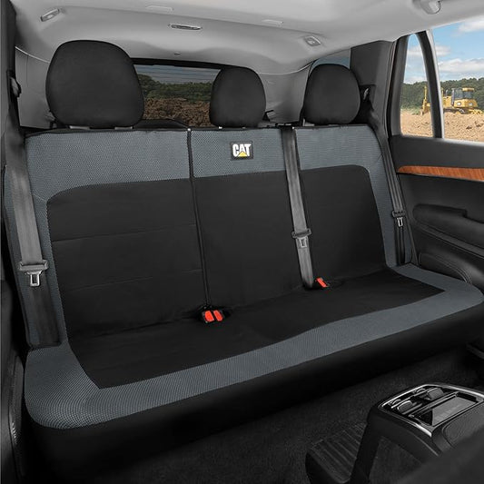 Cat MeshFlex Charcoal & Black Rear Seat Cover for Car – Durable Canvas & Mesh Design 60/40 Split Bench Protector for Cars, Trucks & SUVs – Back Seat Cover for Rear Bench – Interior Car Accessory