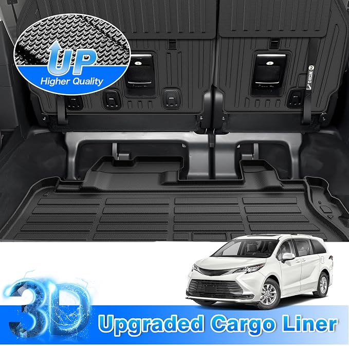 Sienna Cargo Liner - Trunk Mat for Toyota Sienna 2021-2026, All Weather Cargo Mat for Sienna Accessories, Heavy Duty Car Mats, Car Accessories