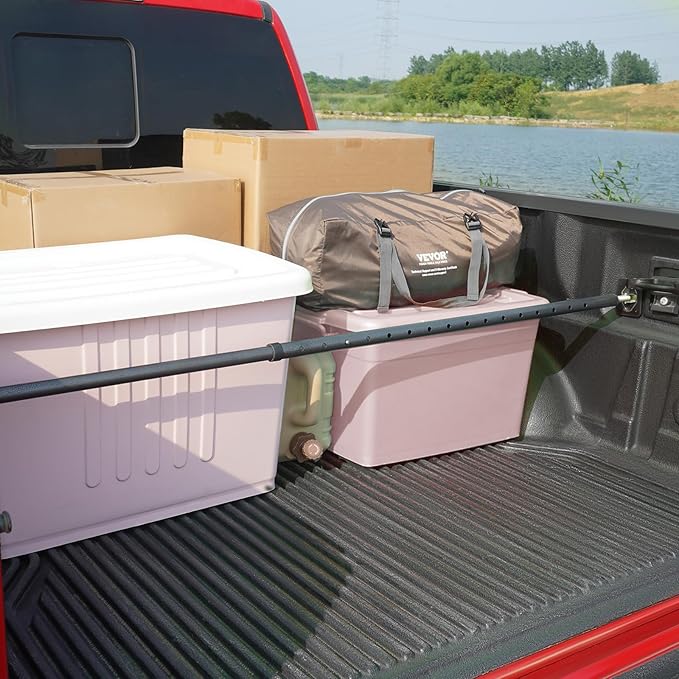 VEVOR Cargo Bar, Truck Bed Bar Adjustable from 40" to 73", Heavy-Duty Steel Cargo Stabilizer Bar with 220 lbs Capacity, Truck Load Bar Stop Sliding for Pickup Truck Bed, SUV