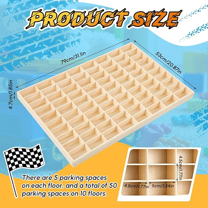 Seenelling Hot 1/64 Diecast Wheels Display Case Holds Toy Cars Wooden Wall Mount Car Display Shelf Storage Organizer Case for Toy Collectibles, Wheel, Model, 10 Layers (80 Spaces)