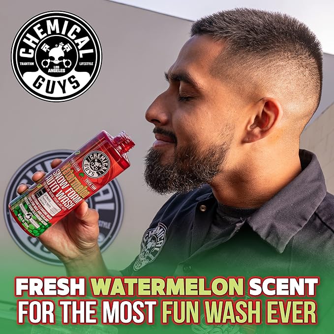 Chemical Guys Car Wash Soap for Foam Cannon or Bucket, Watermelon Snow Foam Car Wash Soap for Trucks, Motorcycles, RVs & More, Super Suds, Watermelon Scent - 128 oz (1 Gallon)