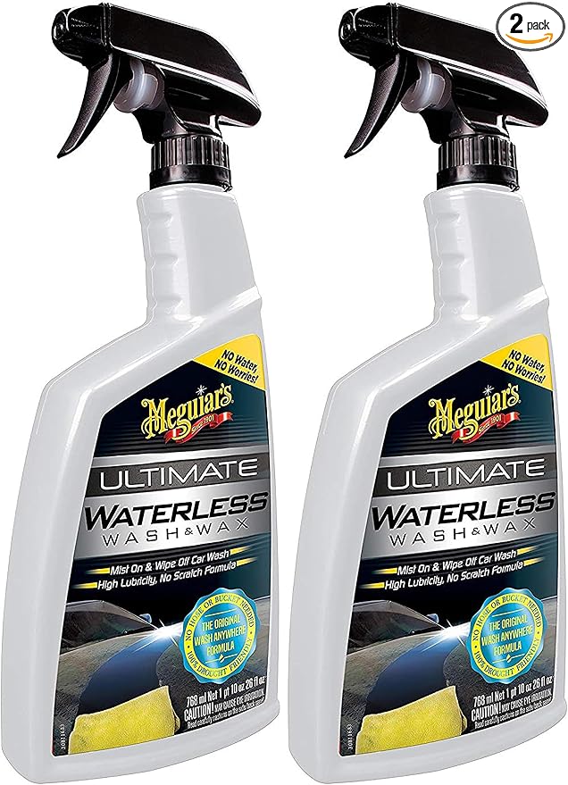 Meguiar's Ultimate Waterless Wash & Wax - Scratch-Free Waterless Car Wash That Makes Car Detailing Quick and Easy - 26 Oz (Pack of 2)
