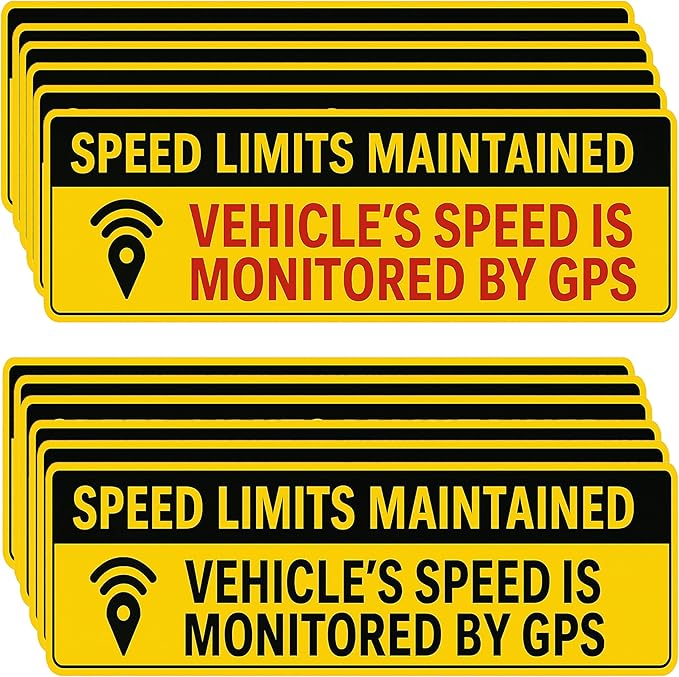 12Pcs (11x3.5IN) - Vehicle Speed is Monitored by GPS Bumper Sticker - Speed Limits Maintained Safety Sticker for Car, Truck, Van, Commercial Vehicle – Weatherproof & UV-Resistant