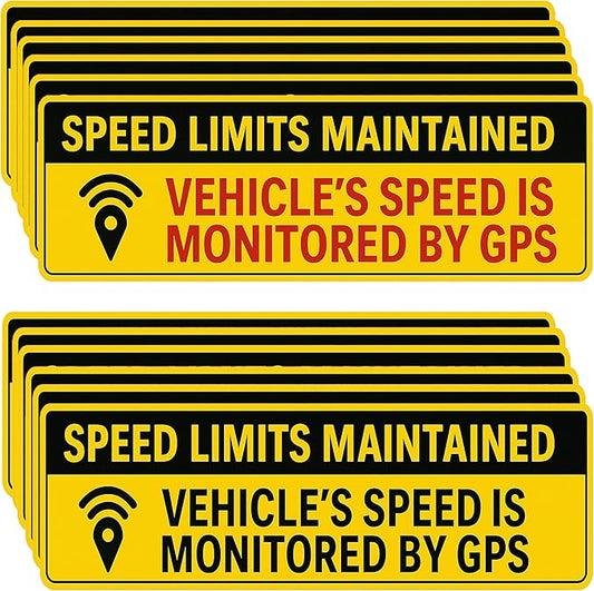 12Pcs (11x3.5IN) - Vehicle Speed is Monitored by GPS Bumper Sticker - Speed Limits Maintained Safety Sticker for Car, Truck, Van, Commercial Vehicle – Weatherproof & UV-Resistant