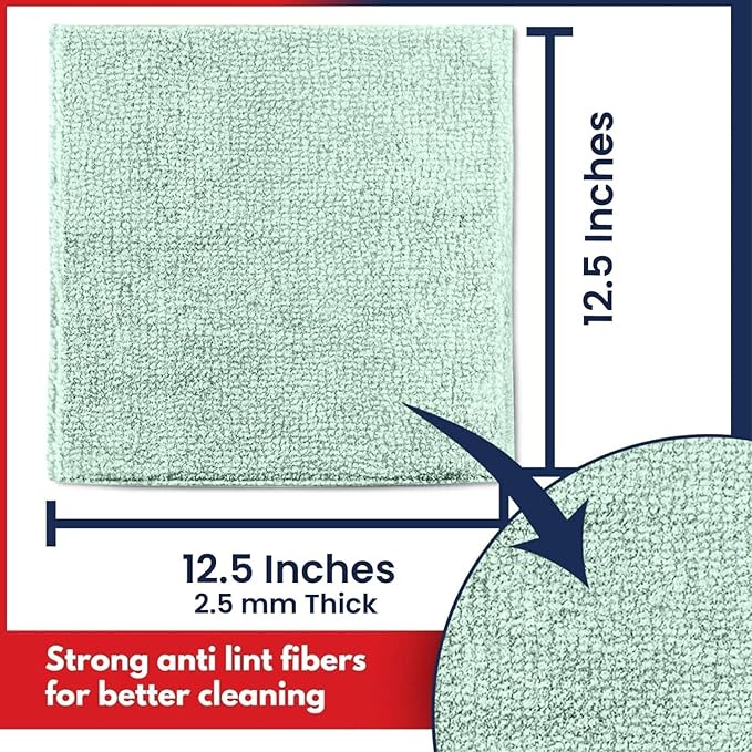 USANOOKS Microfiber Cleaning Cloth - Sea Green - 8Pcs (12.5x12.5 inch) High Performance - 1200 Washes, Ultra Absorbent Car Towel Traps Grime & Liquid for Streak-Free Mirror Shine - car Washing Cloth