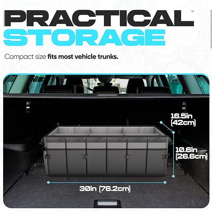 FORTEM Trunk Organizer For SUV Car Trunk Organizer, Foldable Storage, Car Accessories for Women Men, Collapsible Bag, 600D Oxford, Non Slip Bottom, Straps, Soft Cover (85L)