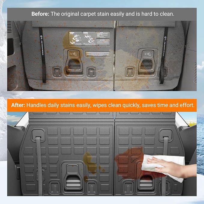 powoq Cargo Mat Compatible with 2022-2026 Kia Carnival Cargo Liner Rear Backrest Mat All Season Protection Replacement for 2022-2024 2025 2026 Kia Carnival Accessories (Trunk Mat+Backrest Mats)
