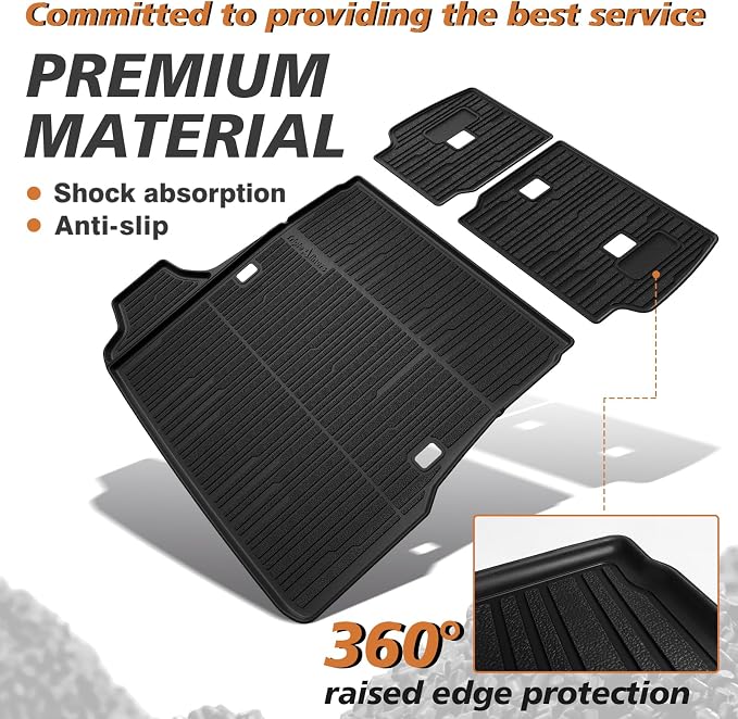 TripleAliners Trunk Mat & Rear Seatback Mat Fit for Toyota 2025 2026 4Runner All Weather TPE Liners Accessories Custom Fit TPE Heavy-Duty (Only for 5 Seats) - Not for Hybrid Model