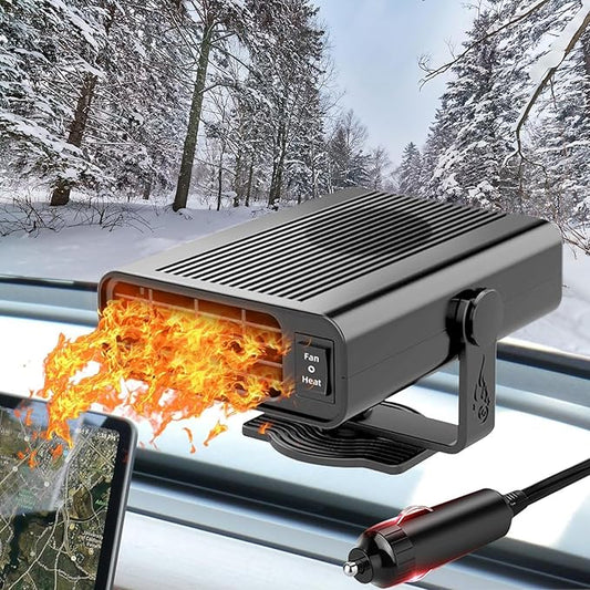 12V Car Heater & Windshield Defroster – 200W Fast Heating & Cooling Fan, 360° Rotatable Portable Car Heaters for Vehicle, Plugs into Cigarette Lighter for Cars, SUVs, RVs