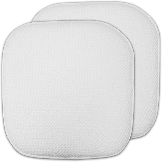 Sweet Home Collection Cushion Memory Foam Chair Pads Honeycomb Nonslip Back Seat Cover 16" x 16", 2 Pack, White