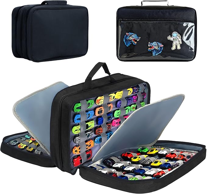 96 Toy Cars Storage Case Compatible with Hot Wheels, Hotwheel Carrying Case for Hot Wheels Car,Matchbox Cars,Mini Toys.Hot Wheel Storage Case,(Black Bag Only)