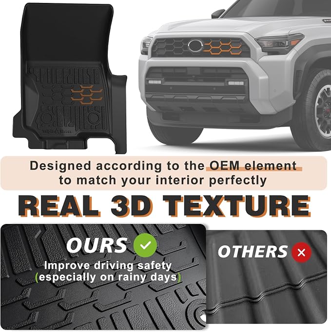 TripleAliners Floor Mats & Trunk Mat & Rear Seatback Cover All Weather TPE Liners Fit for Toyota 2025 2026 4Runner Accessories Custom Fit TPE Heavy-Duty (Only for 5 Seats) - Not for Hybrid Model